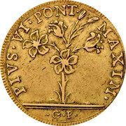 Italy 2 Doppie D'oro (60 Paoli) Pius VI 1786 GP KM# 311 PIVS VI PONT MAXIM G P coin obverse Italy 2 Doppie D'oro (60 Paoli) Pius VI 1786 GP KM# 311 PIVS VI PONT MAXIM G P coin obverse