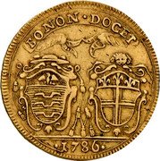 Italy 2 Doppie D'oro (60 Paoli) Pius VI 1786 GP KM# 311 BONON DOCET 1786 coin reverse Italy 2 Doppie D'oro (60 Paoli) Pius VI 1786 GP KM# 311 BONON DOCET 1786 coin reverse