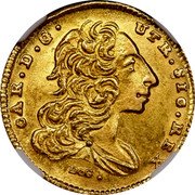 Italy 2 Ducati Carlo I 1753 DeG//MM-R KM# 151 CAR D G UTR SIC REX DEG coin obverse Italy 2 Ducati Carlo I 1753 DeG//MM-R KM# 151 CAR D G UTR SIC REX DEG coin obverse
