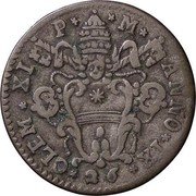 Italy 2 Grossetto (26 Quattrini) Clement XI 1709 IX KM# 104 CLEM XI P M ANNO IX 26 coin obverse Italy 2 Grossetto (26 Quattrini) Clement XI 1709 IX KM# 104 CLEM XI P M ANNO IX 26 coin obverse