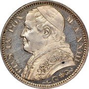 Italy 2 Lire Pius IX 1868 R XXIII KM# 1379.3 PIUS IX PON M A. XXIII coin obverse Italy 2 Lire Pius IX 1868 R XXIII KM# 1379.3 PIUS IX PON M A. XXIII coin obverse