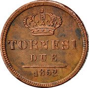 Italy 2 Tornesi Ferdinando II 1852 KM# 327 TORNESI DUE 1839 coin reverse Italy 2 Tornesi Ferdinando II 1852 KM# 327 TORNESI DUE 1839 coin reverse
