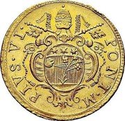 Italy 2 Zecchino Pius VI 1786 KM# 308 PIVS VI PONT M coin obverse Italy 2 Zecchino Pius VI 1786 KM# 308 PIVS VI PONT M coin obverse