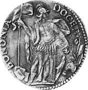Italy 20 Bolognini (Lira) Paul V. Felsina 1615 MDCXV KM# 21 BONONIA DOCET coin obverse Italy 20 Bolognini (Lira) Paul V. Felsina 1615 MDCXV KM# 21 BONONIA DOCET coin obverse