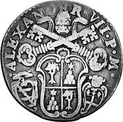 Italy 20 Bolognini (Lira) Alexander VII 1665 KM# 65 ALEXANDER VII P M coin obverse Italy 20 Bolognini (Lira) Alexander VII 1665 KM# 65 ALEXANDER VII P M coin obverse