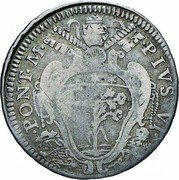 Italy 20 Bolognini (Lira) Pius VI 1777 KM# 262 PIVS VI PONT M coin obverse Italy 20 Bolognini (Lira) Pius VI 1777 KM# 262 PIVS VI PONT M coin obverse