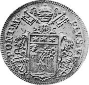 Italy 20 Bolognini (Lira) (Pius VI) KM# 276 PIVS VI PONT M coin obverse Italy 20 Bolognini (Lira) (Pius VI) KM# 276 PIVS VI PONT M coin obverse