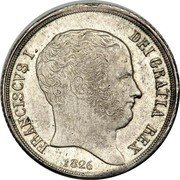 Italy 20 Grana Francesco I 1826 KM# 299 FRANCISCVS I. DEI GRATIA REX 1826 coin obverse Italy 20 Grana Francesco I 1826 KM# 299 FRANCISCVS I. DEI GRATIA REX 1826 coin obverse