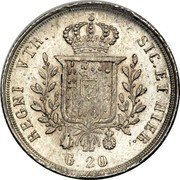 Italy 20 Grana Francesco I 1826 KM# 299 REGNI VTR. SIC. ET HIER. G. 20 coin reverse Italy 20 Grana Francesco I 1826 KM# 299 REGNI VTR. SIC. ET HIER. G. 20 coin reverse