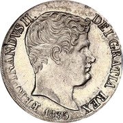 Italy 20 Grana Ferdinando II 1836 KM# 307 FERDINANDVS II DEI GRATIA REX 1836 coin obverse Italy 20 Grana Ferdinando II 1836 KM# 307 FERDINANDVS II DEI GRATIA REX 1836 coin obverse