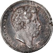 Italy 20 Grana Ferdinando II 1855 KM# 332 FERDINANDVS II DEI GRATIA REX.1855 coin obverse Italy 20 Grana Ferdinando II 1855 KM# 332 FERDINANDVS II DEI GRATIA REX.1855 coin obverse