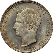 Italy 20 Grana Francesco II 1859 KM# 379 FRANCISCVS II. DEI GRATIA REX. 1859 coin obverse Italy 20 Grana Francesco II 1859 KM# 379 FRANCISCVS II. DEI GRATIA REX. 1859 coin obverse