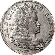 Italy 24 Grana Carlo VI 1730 GVA-GDC KM# 141 CAROL VI D G ROM IMP G V A G DG coin obverse Italy 24 Grana Carlo VI 1730 GVA-GDC KM# 141 CAROL VI D G ROM IMP G V A G DG coin obverse