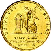 Italy 3 Ducati Ferdinando II 1845 KM# 353 TRAPP. 4.25/100 TITILO MILLESIMI 996 DUCATI 3 coin reverse Italy 3 Ducati Ferdinando II 1845 KM# 353 TRAPP. 4.25/100 TITILO MILLESIMI 996 DUCATI 3 coin reverse