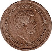 Italy 3 Tornesi Ferdinando II 1848 KM# 330 FERDINANDVS II. D. G. REGNI VTR. SIC. ET HIER. REX coin obverse Italy 3 Tornesi Ferdinando II 1848 KM# 330 FERDINANDVS II. D. G. REGNI VTR. SIC. ET HIER. REX coin obverse