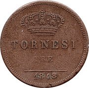 Italy 3 Tornesi Ferdinando II 1848 KM# 330 TORNESI TRE 1848 coin reverse Italy 3 Tornesi Ferdinando II 1848 KM# 330 TORNESI TRE 1848 coin reverse