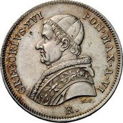 Italy 30 Baiocchi Gregorio XVI 1836 R VI KM# 1109 GREGORIVS XVI PON MAX A VI N C R coin obverse Italy 30 Baiocchi Gregorio XVI 1836 R VI KM# 1109 GREGORIVS XVI PON MAX A VI N C R coin obverse