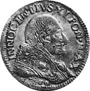 Italy 30 Bolognini (Testone) Innocent XI 1683 KM# 97 INNOCENTIVS XI PON MAX coin obverse Italy 30 Bolognini (Testone) Innocent XI 1683 KM# 97 INNOCENTIVS XI PON MAX coin obverse