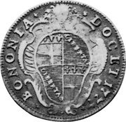 Italy 30 Bolognini (Testone) Pius VI 1777 III KM# 263 BONONIA DOCET 1777 coin reverse Italy 30 Bolognini (Testone) Pius VI 1777 III KM# 263 BONONIA DOCET 1777 coin reverse