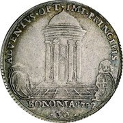 Italy 30 Bolognini (Testone) Pius VI 1782 VIII KM# 297 ADVENTVS OPT IMI PRINCIPIS BONONIA 30 1782 coin reverse Italy 30 Bolognini (Testone) Pius VI 1782 VIII KM# 297 ADVENTVS OPT IMI PRINCIPIS BONONIA 30 1782 coin reverse