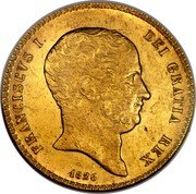 Italy 30 Ducati Francesco I 1826 KM# 296 FRANCISCVS I. DEI GRATIA REX. 1826 coin obverse Italy 30 Ducati Francesco I 1826 KM# 296 FRANCISCVS I. DEI GRATIA REX. 1826 coin obverse