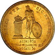 Italy 30 Ducati Francesco I 1826 KM# 296 REGNI VTR. SIC. ET HIER ACINI 850 TITOLO MILLESIMI 996 DUCATI 30 coin reverse Italy 30 Ducati Francesco I 1826 KM# 296 REGNI VTR. SIC. ET HIER ACINI 850 TITOLO MILLESIMI 996 DUCATI 30 coin reverse