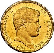Italy 30 Ducati Ferdinando II 1831 KM# 312 FERDINANDVS II. DEI GRATIA REX 1831 coin obverse Italy 30 Ducati Ferdinando II 1831 KM# 312 FERDINANDVS II. DEI GRATIA REX 1831 coin obverse