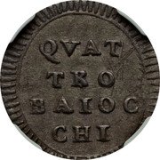 Italy 4 Baiocchi Pius VI 1797 XXIII KM# 7 QVAT TRO BAIOC CHI coin reverse