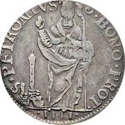 Italy 4 Bolognini Clement XI 1710 KM# 139 S PETRONIVS BONO PROT IIII coin reverse Italy 4 Bolognini Clement XI 1710 KM# 139 S PETRONIVS BONO PROT IIII coin reverse