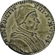 Italy 4 Bolognini Benedict XIII 1724 KM# 179 BENEDICTVS XIII P M 1724 AB coin obverse Italy 4 Bolognini Benedict XIII 1724 KM# 179 BENEDICTVS XIII P M 1724 AB coin obverse