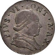 Italy 4 Bolognini Pius VI 1796 KM# 271 PIVS VI PONT MAX coin obverse Italy 4 Bolognini Pius VI 1796 KM# 271 PIVS VI PONT MAX coin obverse