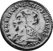 Italy 4 Bolognini (Benedict XIV) KM# 226 BENEDICTVS XIV F M 1748 coin obverse Italy 4 Bolognini (Benedict XIV) KM# 226 BENEDICTVS XIV F M 1748 coin obverse