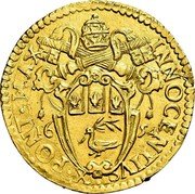 Italy 4 Doppie D'oro (Quadrupla) Innocent X 1654 KM# 48 INNOCENTIVS X PONT MAX coin obverse Italy 4 Doppie D'oro (Quadrupla) Innocent X 1654 KM# 48 INNOCENTIVS X PONT MAX coin obverse
