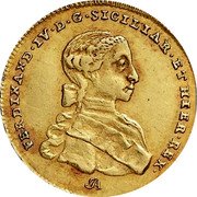 Italy 4 Ducati Ferdinando IV 1762 IA//CC-R KM# 169 FERDINAND IV D G SICILIAR ET HIER REX A coin obverse Italy 4 Ducati Ferdinando IV 1762 IA//CC-R KM# 169 FERDINAND IV D G SICILIAR ET HIER REX A coin obverse