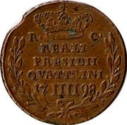 Italy 4 Quattrino Ferdinando IV 1798 P//RC KM# 3 R C REALI PRESIDII QVATTRINI 17 IIII 98 coin reverse Italy 4 Quattrino Ferdinando IV 1798 P//RC KM# 3 R C REALI PRESIDII QVATTRINI 17 IIII 98 coin reverse