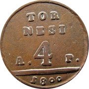 Italy 4 Tornesi Ferdinando IV 1800 P//AP KM# 227 TOR NESI 4 coin reverse Italy 4 Tornesi Ferdinando IV 1800 P//AP KM# 227 TOR NESI 4 coin reverse