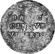Italy 5 Baiocchi Madonna. Viterbo 1797 XXIII KM# 4 BAIOC CINQVE VITERBO coin obverse Italy 5 Baiocchi Madonna. Viterbo 1797 XXIII KM# 4 BAIOC CINQVE VITERBO coin obverse