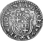 Italy 5 Bolognini (Carlino) Innocent XI 1686 KM# 91 BONONIA DOCET 16 86 coin obverse Italy 5 Bolognini (Carlino) Innocent XI 1686 KM# 91 BONONIA DOCET 16 86 coin obverse
