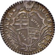 Italy 5 Bolognini (Carlino) Innocent XIII 1723 KM# 172 BONONIA DOCET 1723 LIBER LIBER coin obverse Italy 5 Bolognini (Carlino) Innocent XIII 1723 KM# 172 BONONIA DOCET 1723 LIBER LIBER coin obverse