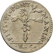 Italy 5 Bolognini (Carlino) Pius VI 1796 KM# 326 PIVS VI PONT MAXIM R 5 coin obverse Italy 5 Bolognini (Carlino) Pius VI 1796 KM# 326 PIVS VI PONT MAXIM R 5 coin obverse