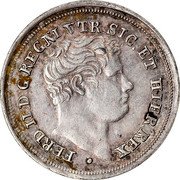 Italy 5 Grana Ferdinando II 1838 KM# 326 FERD II D G REGNI VTR SIC ET HIER REX coin obverse Italy 5 Grana Ferdinando II 1838 KM# 326 FERD II D G REGNI VTR SIC ET HIER REX coin obverse