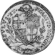 Italy 5 Paoli (1/2 Scudo) Madonna and Child 1797 KM# 338 POPVLVS ET SENATVS BONON P 5 1796 coin obverse Italy 5 Paoli (1/2 Scudo) Madonna and Child 1797 KM# 338 POPVLVS ET SENATVS BONON P 5 1796 coin obverse