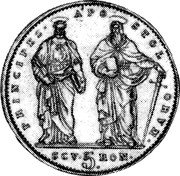 Italy 5 Scudo Gregory XVI 1834 R IV; Bowers and Merena Guia sale 3-88 XF (cleaned) realized $12,650 KM# 1105 PRINCEPRS APO STOL ORAM SCV 5 ROM coin reverse Italy 5 Scudo Gregory XVI 1834 R IV; Bowers and Merena Guia sale 3-88 XF (cleaned) realized $12,650 KM# 1105 PRINCEPRS APO STOL ORAM SCV 5 ROM coin reverse