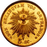 Italy 5 Scudo Sede Vacante (1846) R MDCCCXXXXVI KM# 1115 NON RELINQVAM VOS ORPHANOS 5 SC coin reverse Italy 5 Scudo Sede Vacante (1846) R MDCCCXXXXVI KM# 1115 NON RELINQVAM VOS ORPHANOS 5 SC coin reverse
