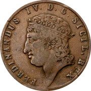 Italy 5 Tornesi Ferdinando I 1816 KM# 271 FERDINANDUS IV D G REGNI SICIL REX. coin obverse Italy 5 Tornesi Ferdinando I 1816 KM# 271 FERDINANDUS IV D G REGNI SICIL REX. coin obverse