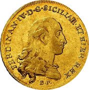 Italy 6 Ducati Ferdinando IV 1785 BP//C-CC KM# 188 FERDINAN IV D G SICILIAR ET HIER REX B P coin obverse Italy 6 Ducati Ferdinando IV 1785 BP//C-CC KM# 188 FERDINAN IV D G SICILIAR ET HIER REX B P coin obverse