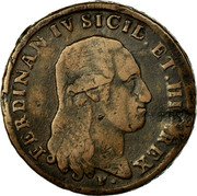 Italy 6 Tornesi Ferdinando IV 1801 P//AP KM# 229 FERDINAN IV SICIL ET HIE REX P coin obverse Italy 6 Tornesi Ferdinando IV 1801 P//AP KM# 229 FERDINAN IV SICIL ET HIE REX P coin obverse
