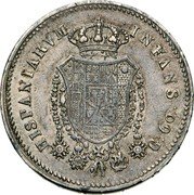 Italy 60 Grana Ferdinando I 1818 KM# 284 HISPANIARVM INFANS. G.60 coin reverse Italy 60 Grana Ferdinando I 1818 KM# 284 HISPANIARVM INFANS. G.60 coin reverse