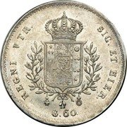 Italy 60 Grana Francesco I 1826 KM# 300 REGNI VTR. SIC. ET HIER. G. 60. coin reverse