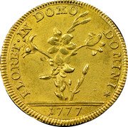 Italy 60 Paoli (Due Doppie D'oro) Pius VI 1777 KM# 1035 FLORET IN DOMO DOMINI coin obverse Italy 60 Paoli (Due Doppie D'oro) Pius VI 1777 KM# 1035 FLORET IN DOMO DOMINI coin obverse